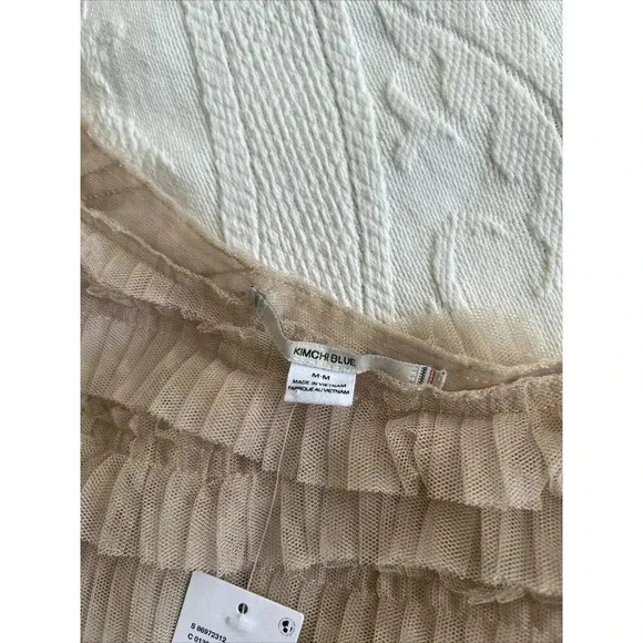 NWT Kimchi Blue Urban Outfitters Rita Ruffle Rose Dress Sheer Beige Tule Size M - Picture 15 of 16